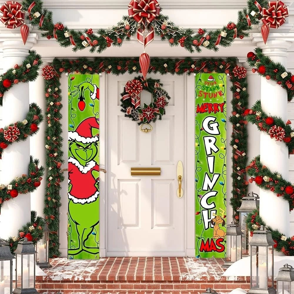 Grinch Christmas Porch Door Decorations