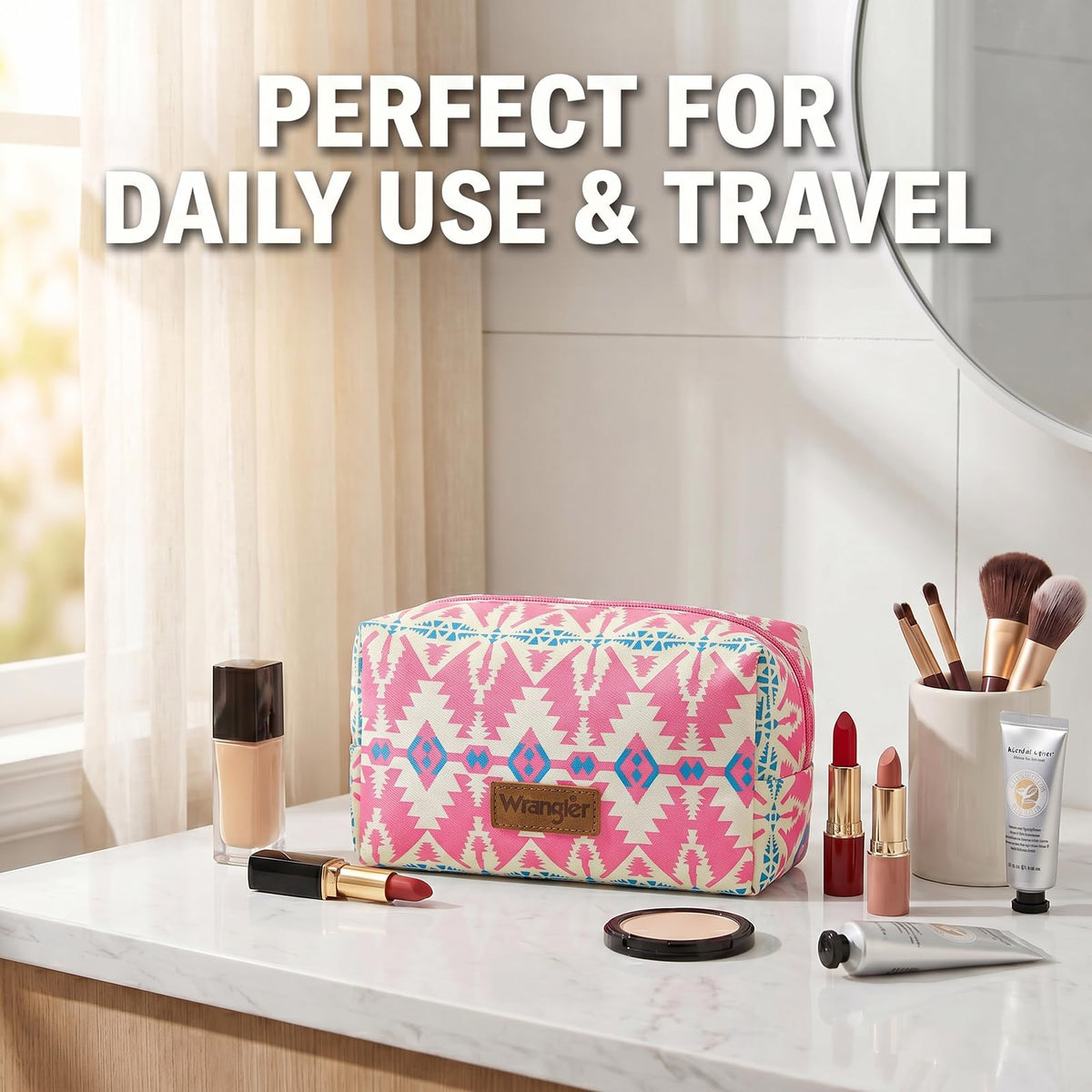 Wrangler Travel Makeup Bag Portable Cosmetic Bag for Women Waterproof