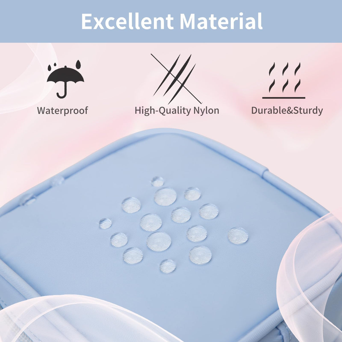 XIAOLER Small Makeup Pouch, Double Zipper Cosmetic Bag, Travel Makeup Bag, Cute Makeup Bag for Purse, Mini Toiletry Bag (blue)