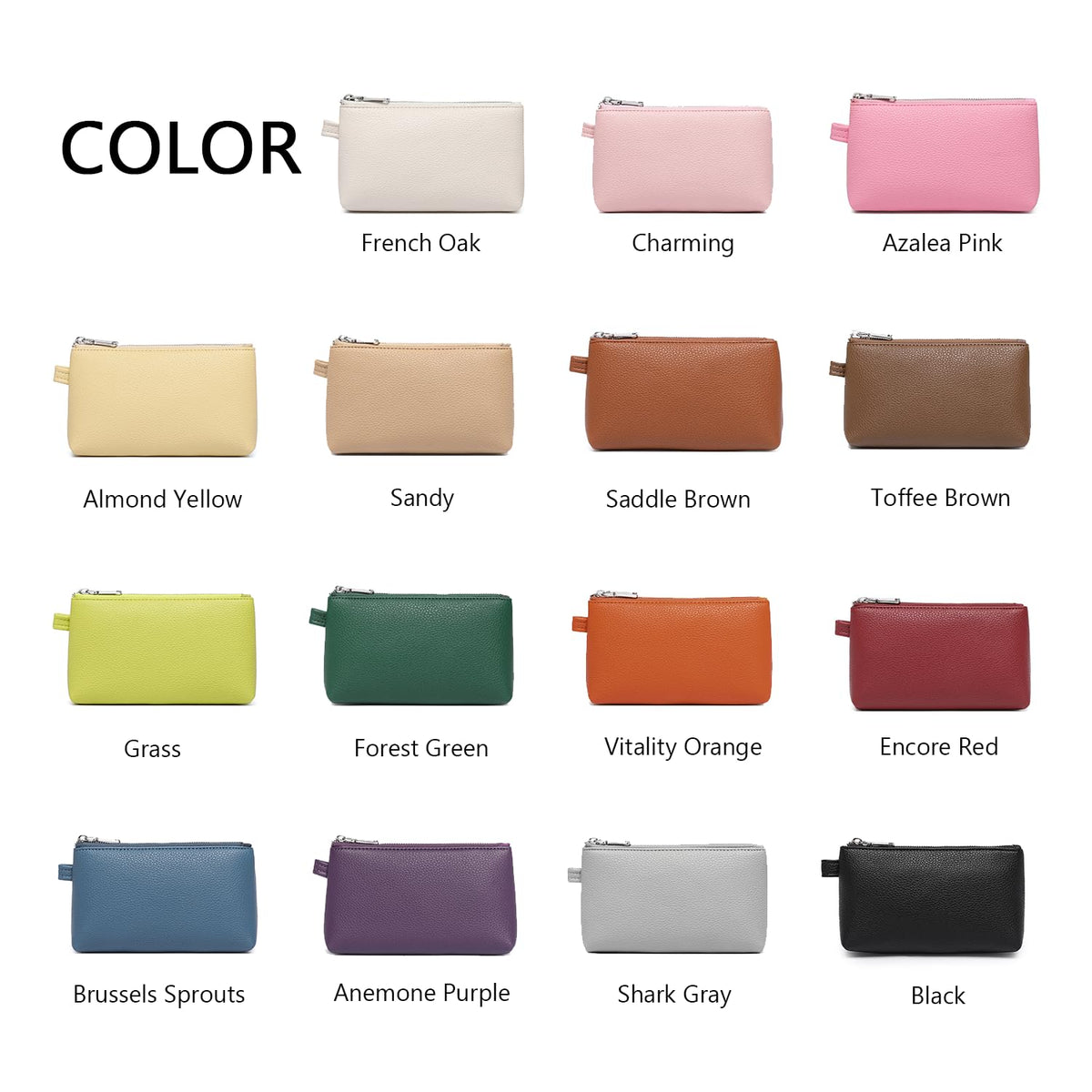 YONBEN Small Makeup Bag for Purse, Leather Cosmetic (Anemone Purple)
