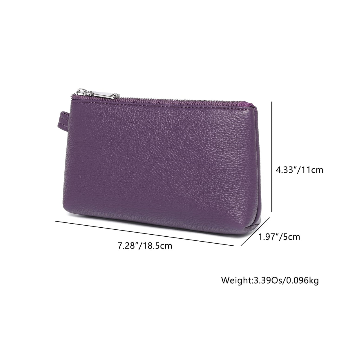YONBEN Small Makeup Bag for Purse, Leather Cosmetic (Anemone Purple)