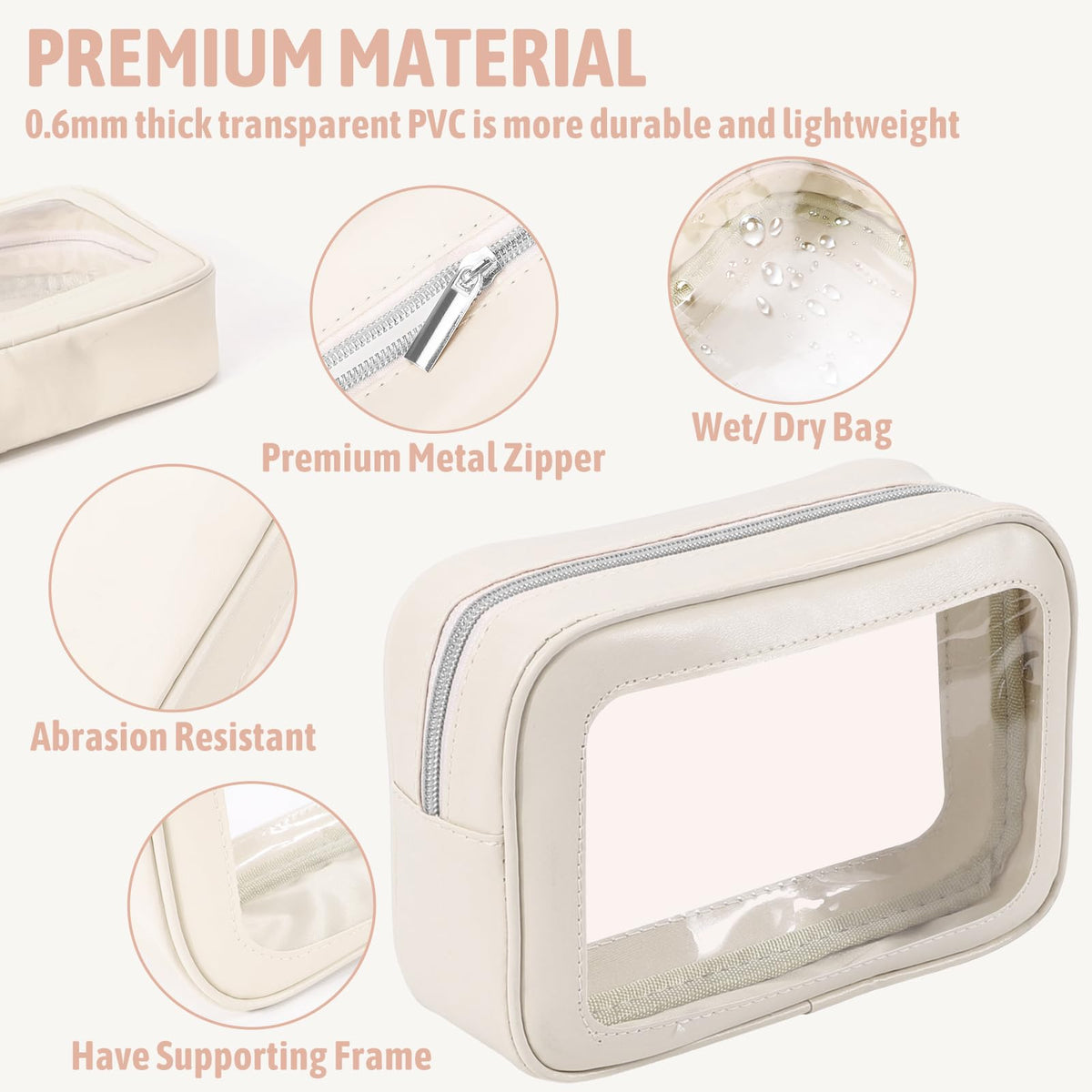 YOPCDJ 5PCS Diaper Bag Organizer Pouch Set, TSA Approved Toiletry Bag，Clear Waterproof TPU Makeup Bag Set Travel Organizer Bags for Women and Kids