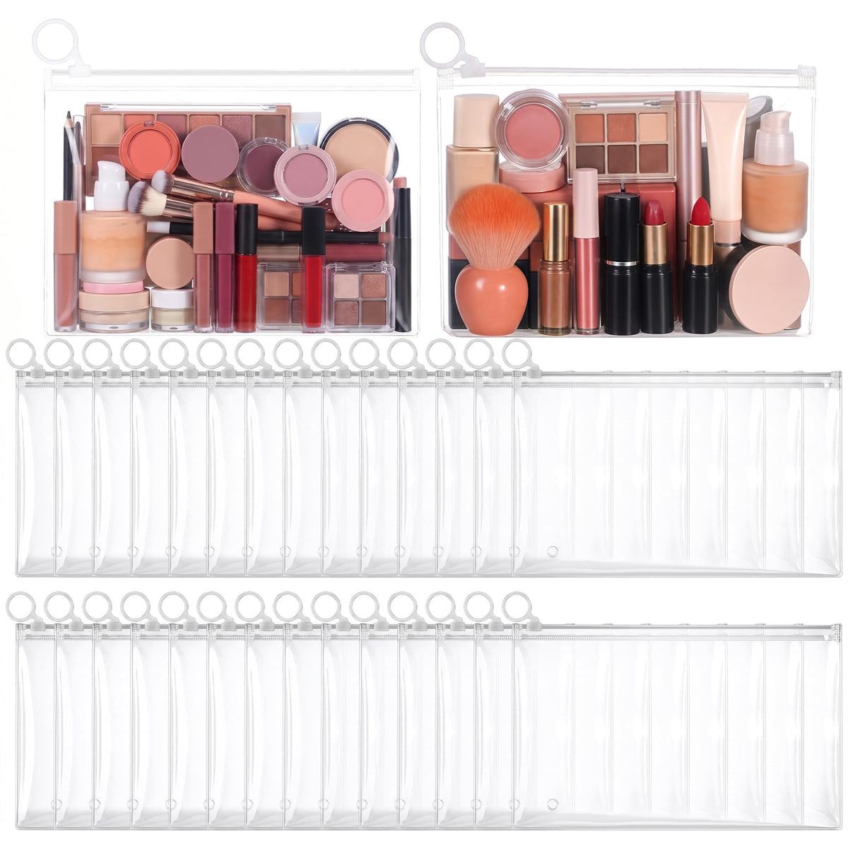 Yuanan 100 PCS Mini Clear Makeup Bag, 9.8"×7.1" Pvc Clear Zipper Pouch Bulk