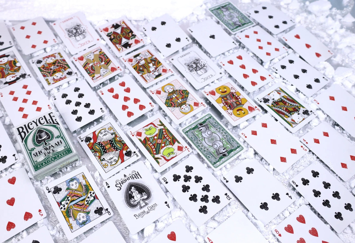 Gilded Snowman Bicycle Playing Cards