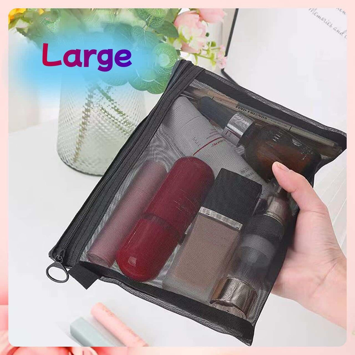 ZSlactp Small Mesh Zipper Pouch Bag for Purse, Purse Organizer Pouch Insert